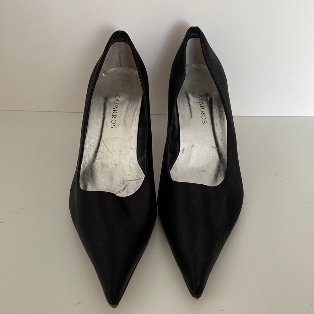 Caparros Black Satin Formal Heels
